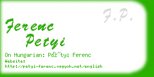 ferenc petyi business card